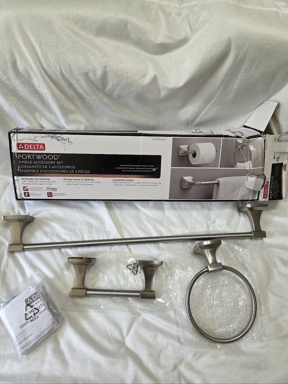 Delta Portwood 3-Piece Brushed Nickel Bath Accessory Set - 24"